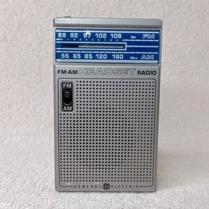 Vintage GE General Electric FM-AM Headset Radio-WORKS!-Vtg-Retro-80s-Classic-EUC
